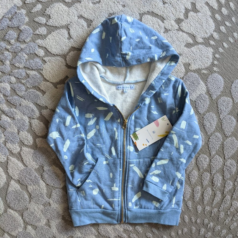 Maisonette Light Blue Zip-up Hoodie Sweatshirt - Size 4Y